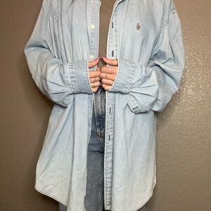 Vintage Ralph Lauren Light Blue Denim Button-Up Shirt